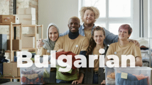 The photo of 5 volunteers with a link to Team IV Mentoring Training Course - Bulgarian